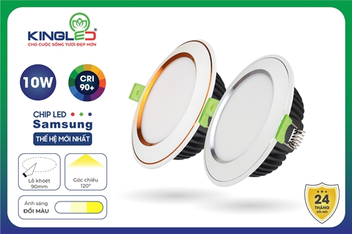 Đèn Âm Trần Diamond 10W Mặt Cong, Đổi Màu